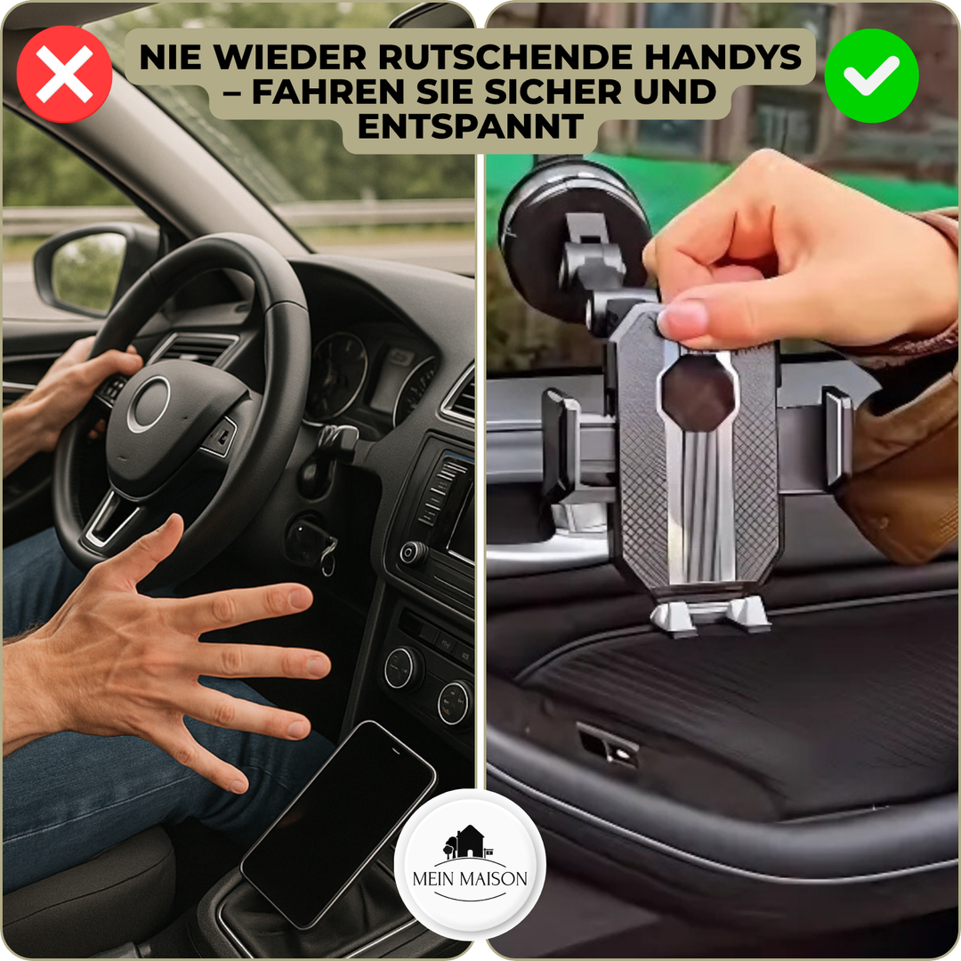 GripTech biltelefonholder | Stærk sugekopgreb | 360° rotation | Betjenes med én hånd
