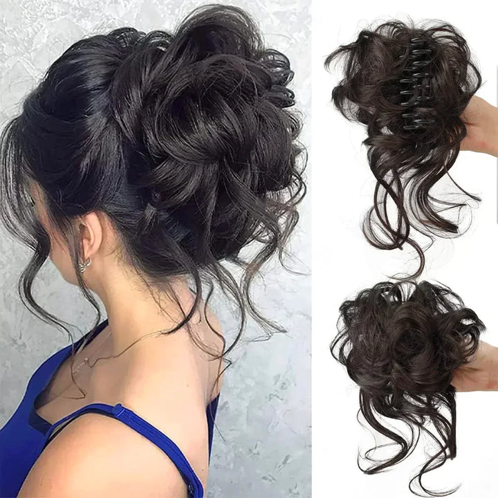 Krøllet chignon – clip-in hairextensions med volumen og naturligt udseende