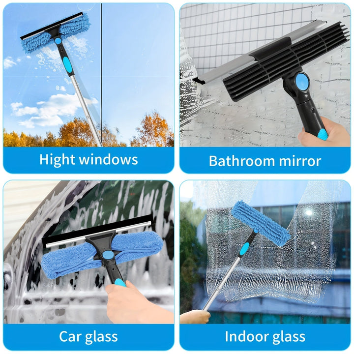 Crystal Clear Window Cleaner – professionelt 2-i-1 rengøringssystem til vinduer og glas med teleskopskaft