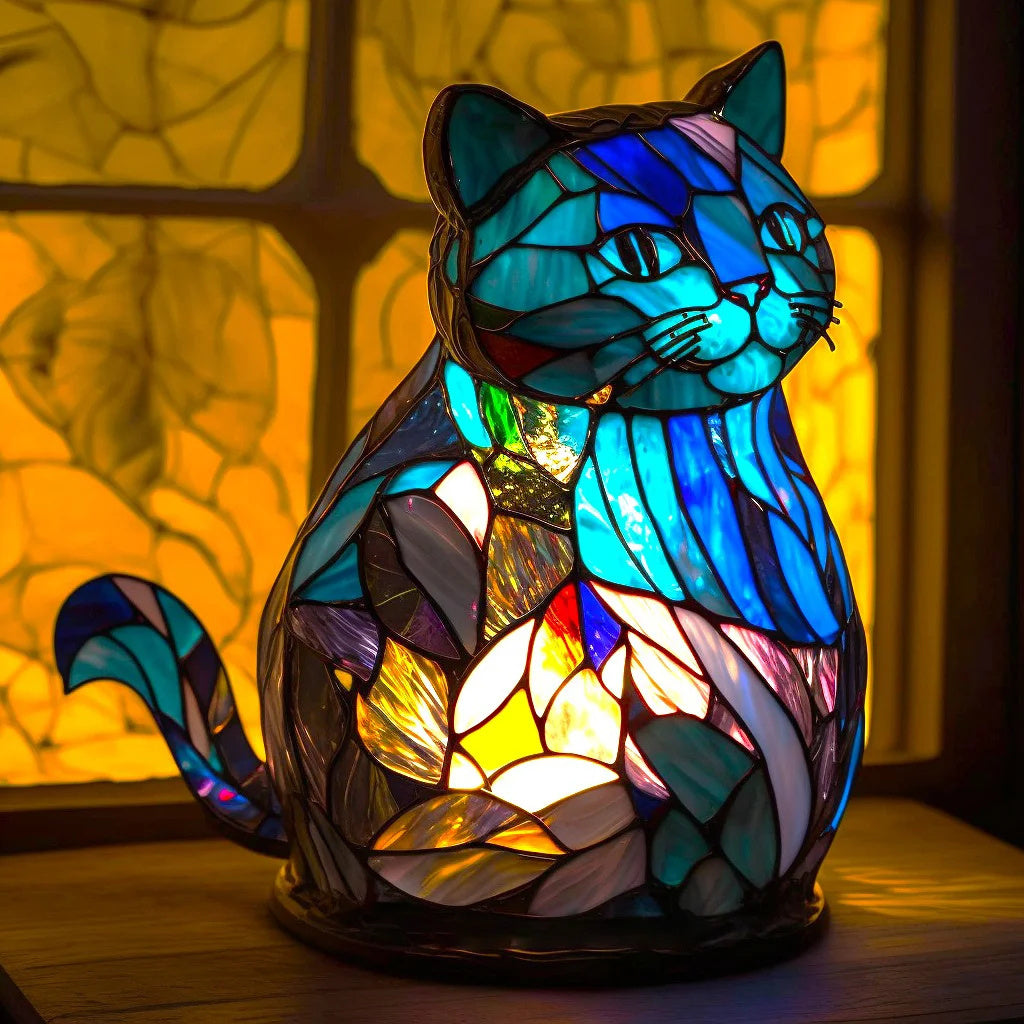 VitraGlow håndlavet glaspynt | Elegant bordlampe i resin og glas med levende kunstneriske mønstre