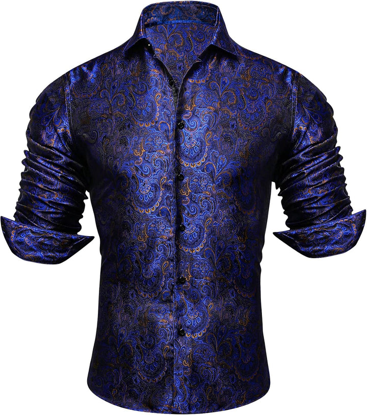 Herreskjorte i paisley-jacquard – langærmet model til bryllupper og aftentøj