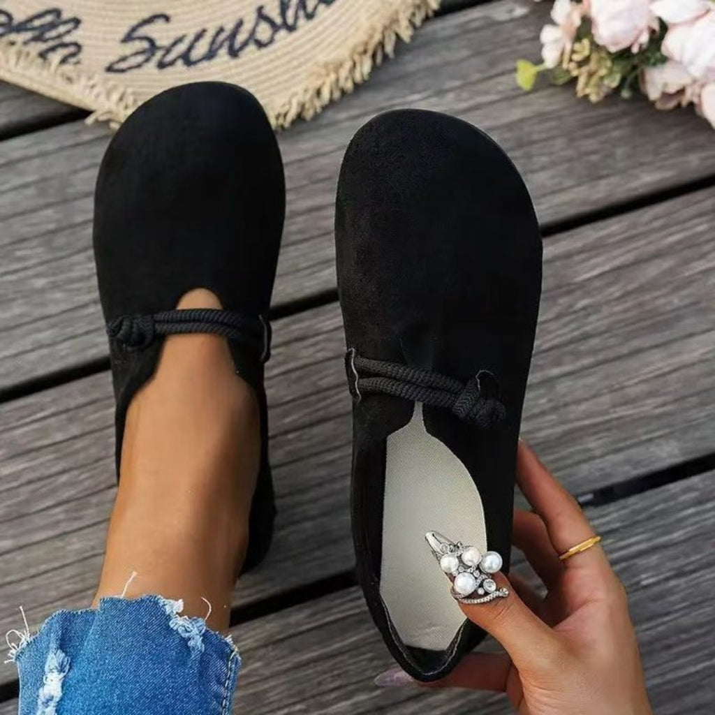 Ultra-soft Sweet Suede Round-toe Flat Lace-up Womens Shoes
