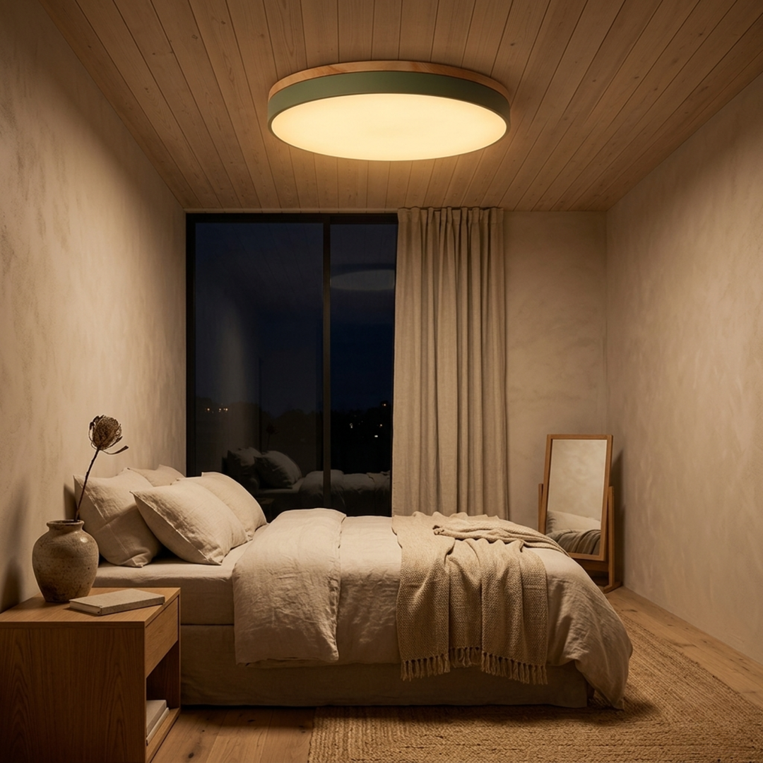 Rund skive-loftlampe – flad, indbygget lampe