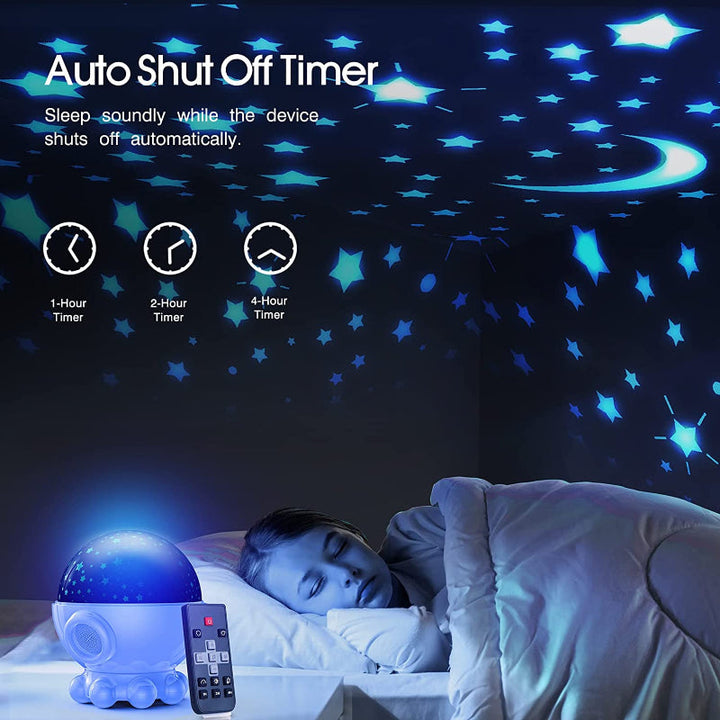 DreamAura LED-natlampe med hav- og stjerneprojektion + musikfunktion