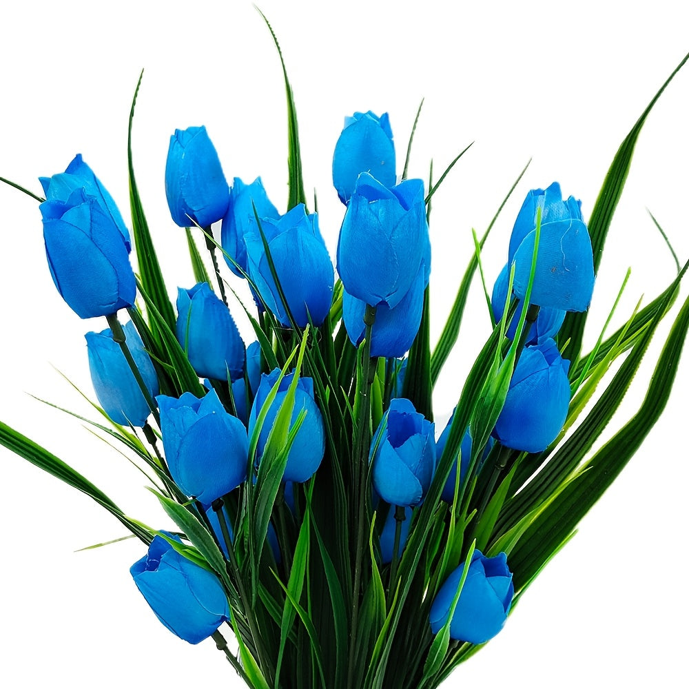Sæt med 6 buketter kunstige tulipaner – UV-bestandige og realistiske til have- og indendørsdekoration