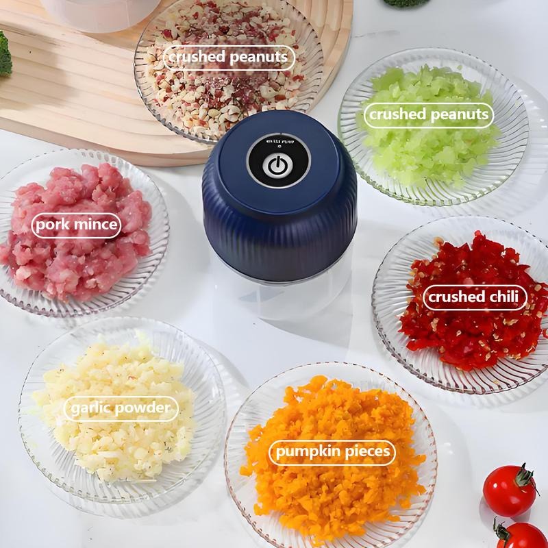 USB-genopladelig mini-hakker med 4 klinger i rustfrit stål, 300 ml skål