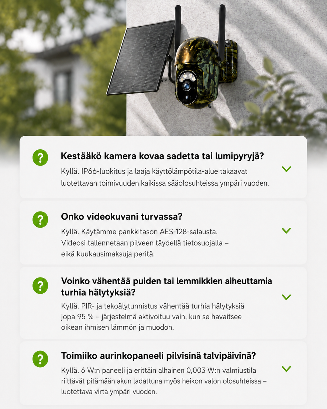 Soldrevet trådløst overvågningskamera med 4G LTE eller wi-fi, 2K, PTZ, nattesyn
