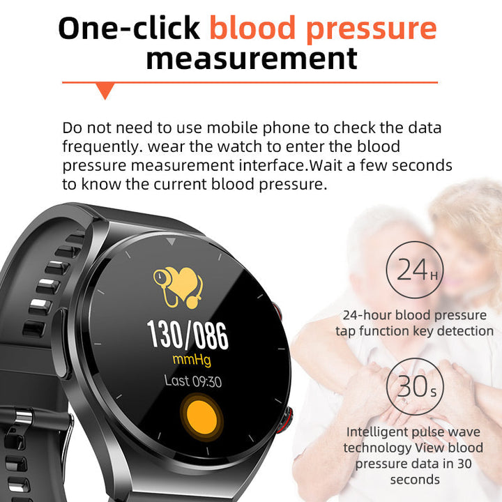 Blodsukkermåling med et klik|Blodsukker Blodtryk EKG|EKG HRV pulsovervågning Smart Health-ur