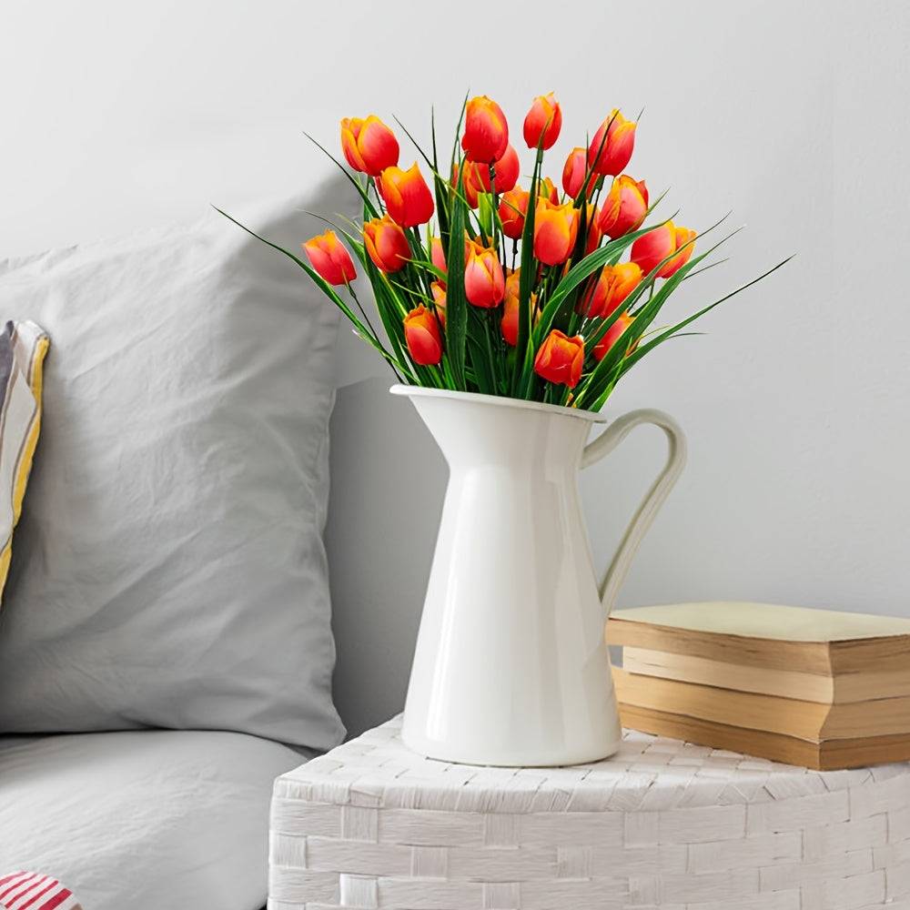 Sæt med 6 buketter kunstige tulipaner – UV-bestandige og realistiske til have- og indendørsdekoration