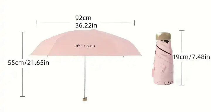 Kompakt mini-lommeparaply med UV-beskyttelse