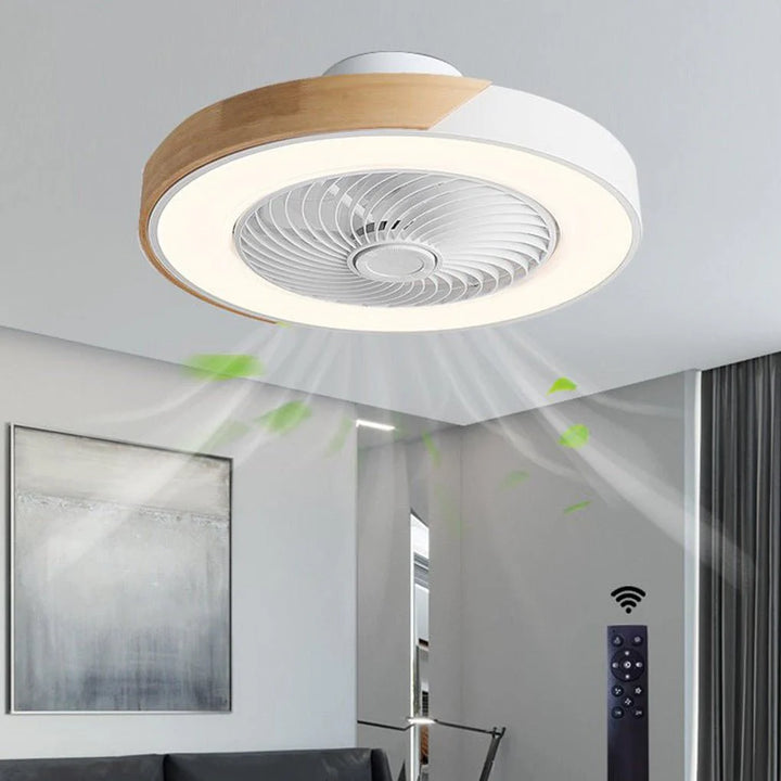 Stilren Loftventilator med LED‑lys og Vingeløst Design