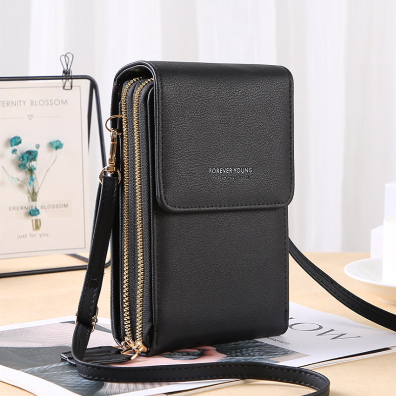 Telefontaske med touchscreen og pungfunktion – kompakt crossbody-taske til daglig brug