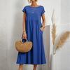Casual Løs Patchwork Midi-Kjole