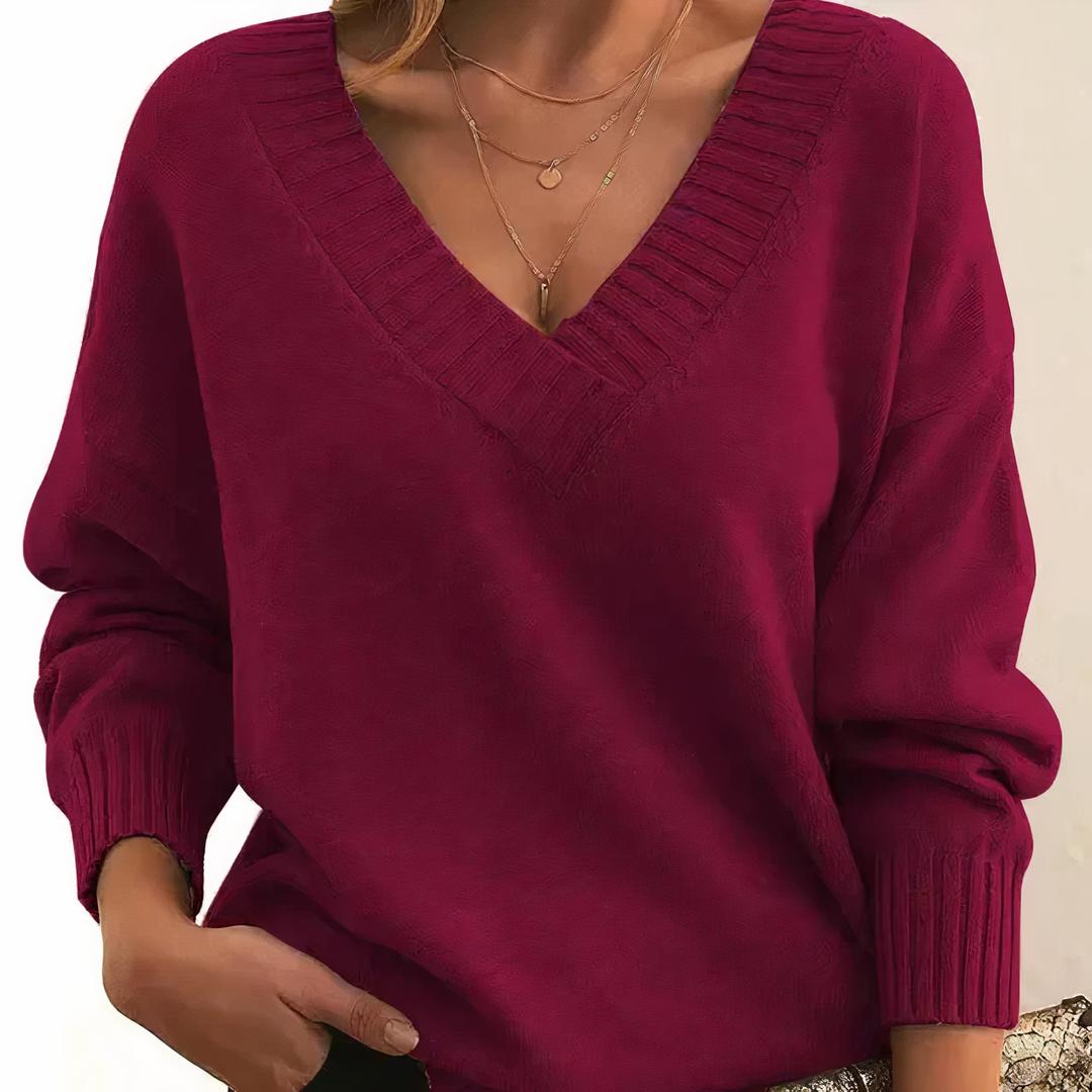 Kashmirsweater med V-hals til dame – Amira