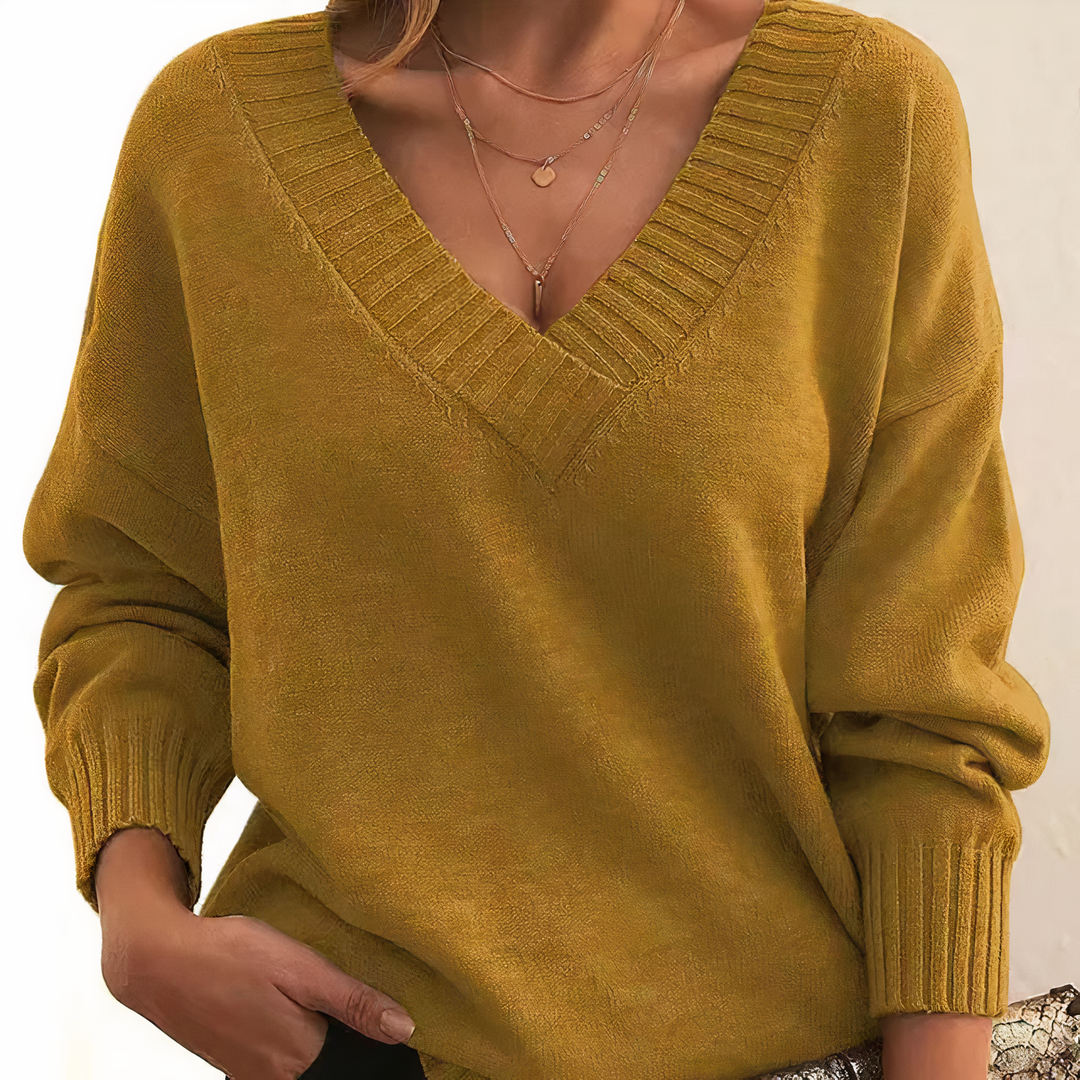 Kashmirsweater med V-hals til dame – Amira