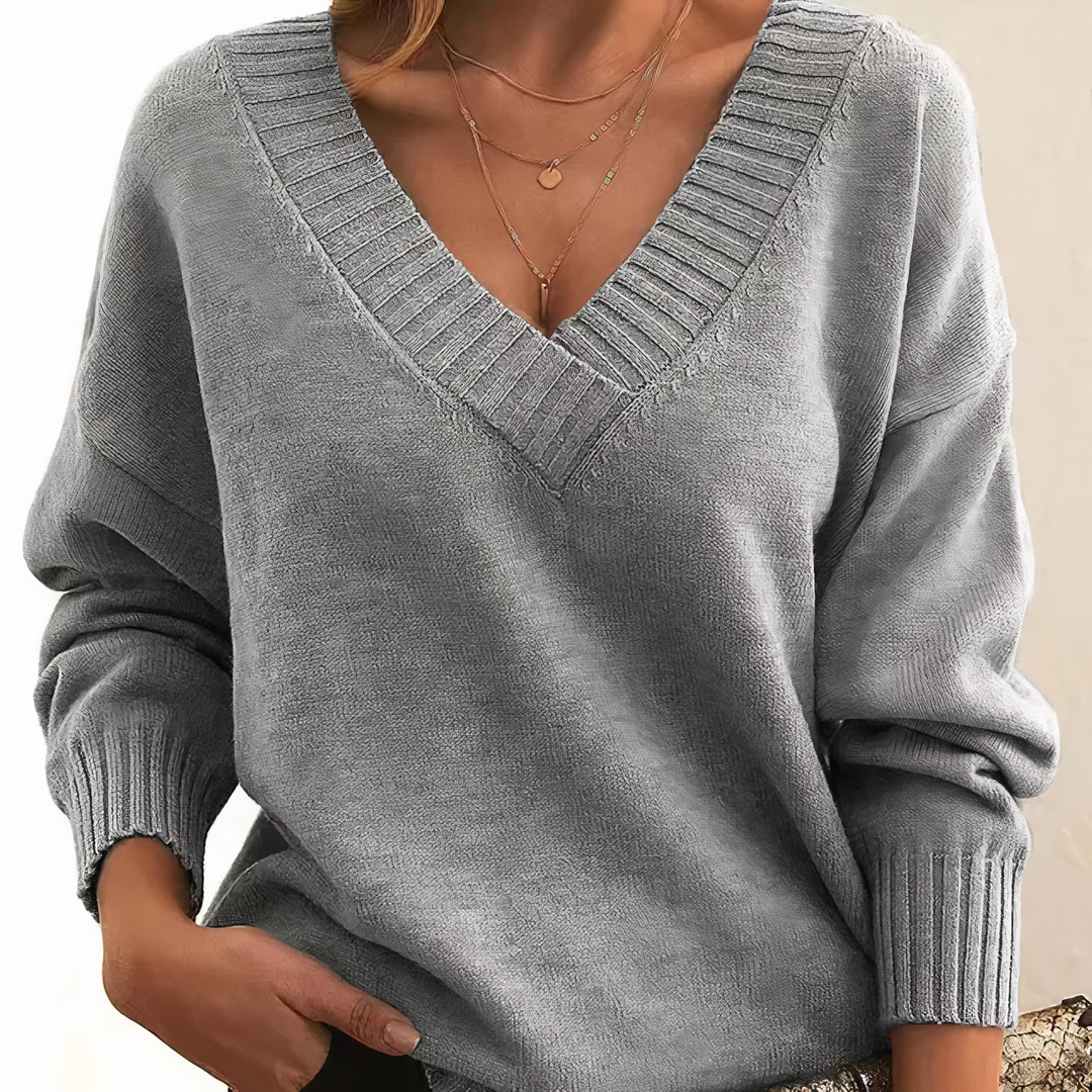 Kashmirsweater med V-hals til dame – Amira