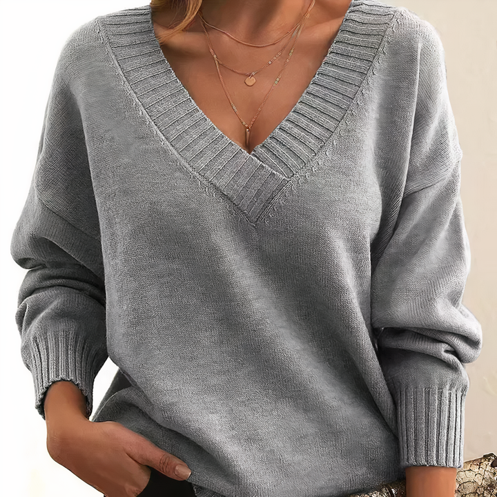 Kashmirsweater med V-hals til dame – Amira