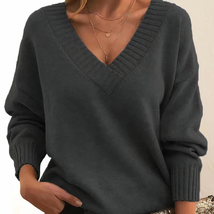 Kashmirsweater med V-hals til dame – Amira