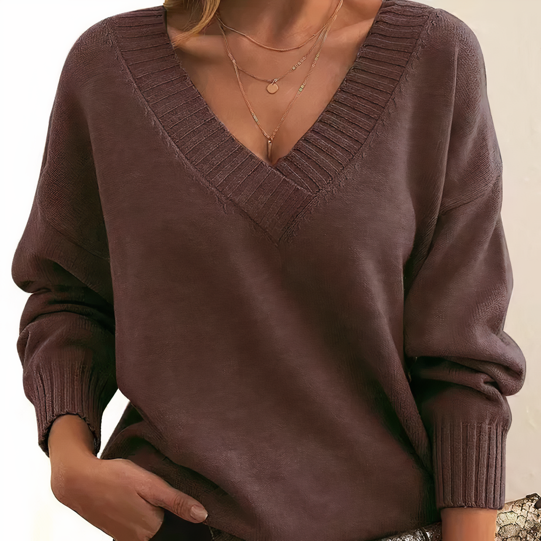 Kashmirsweater med V-hals til dame – Amira