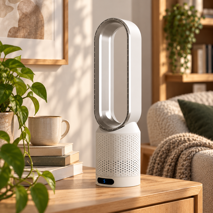 AirPure – Ultra-stille tårnventilator uden vinger (< 32 dB)