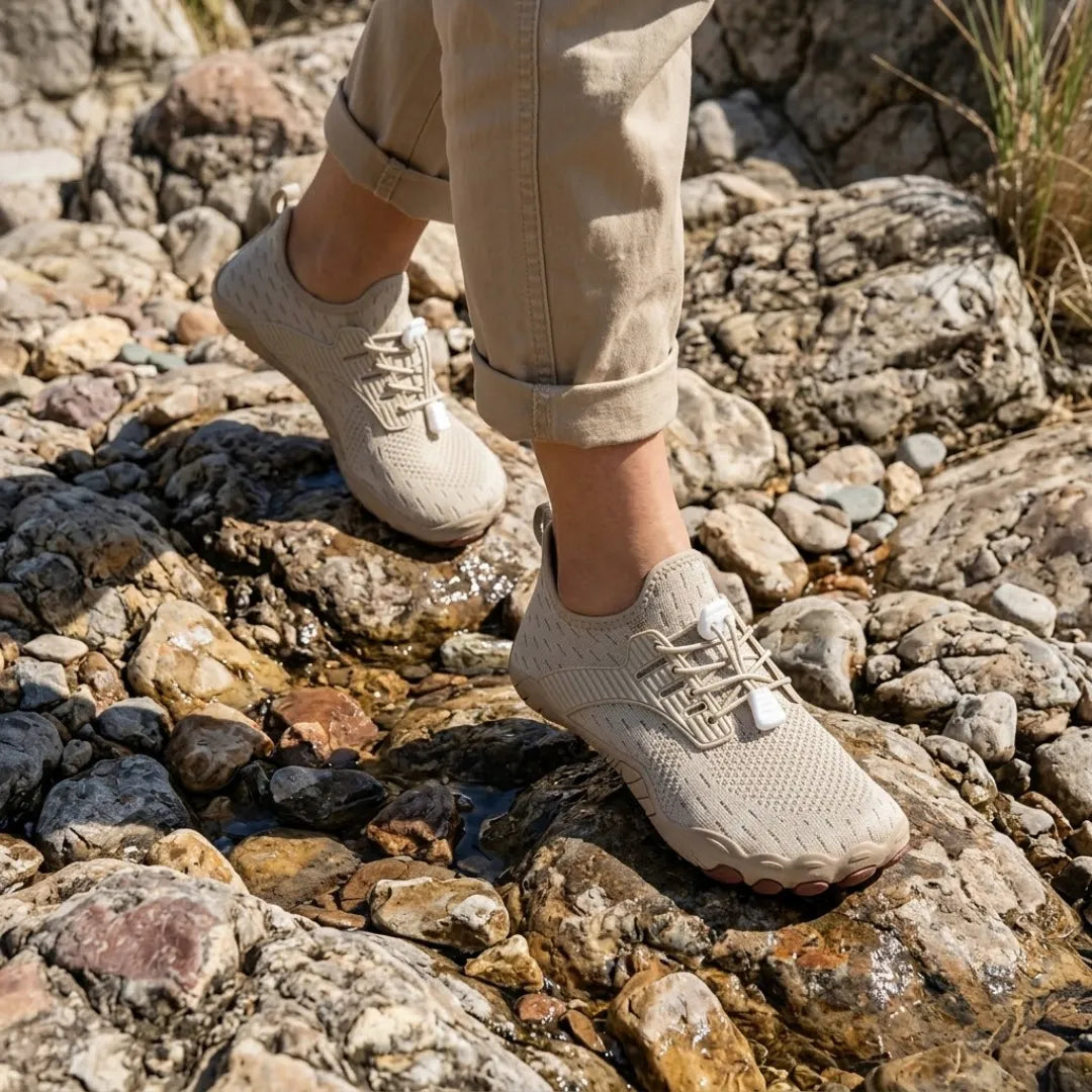 Barfodssneakers til kvinder med bred tåboks og fleksibel sål