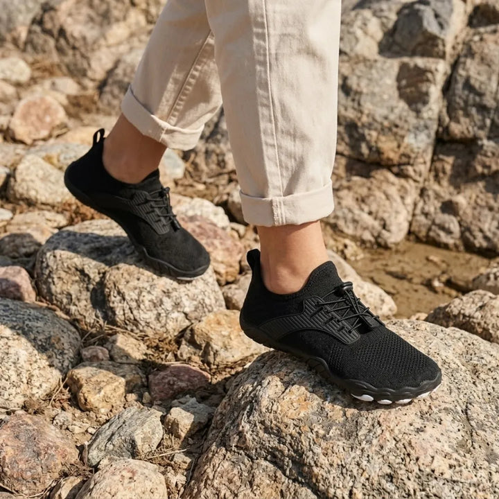 Barfodssneakers til kvinder med bred tåboks og fleksibel sål