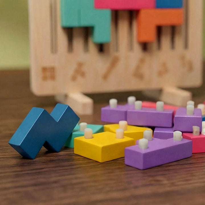 Montessori Tetris-stablepuslespil i træ – læringslegetøj