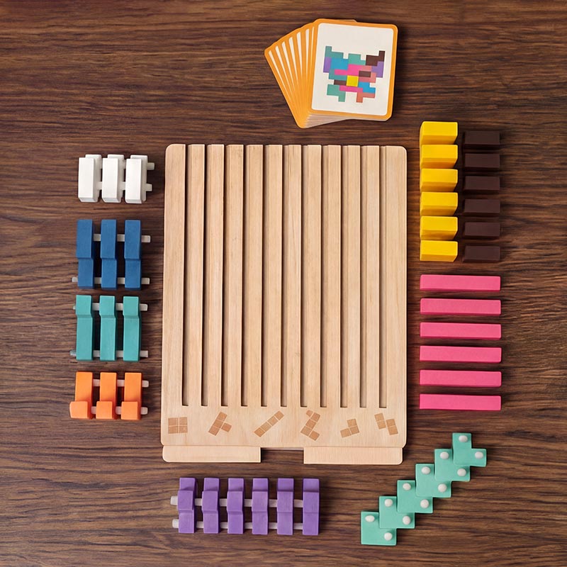 Montessori Tetris-stablepuslespil i træ – læringslegetøj
