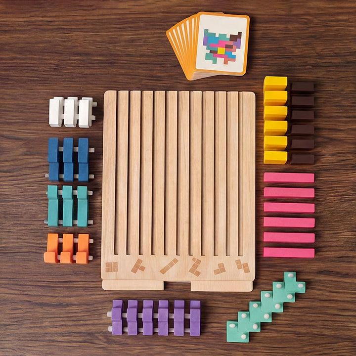Montessori Tetris-stablepuslespil i træ – læringslegetøj