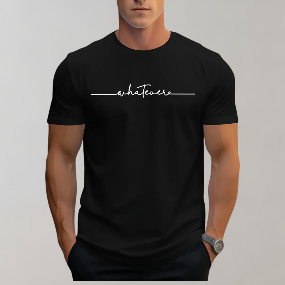 Afslappet herre-T-shirt med rund hals og minimalistisk print
