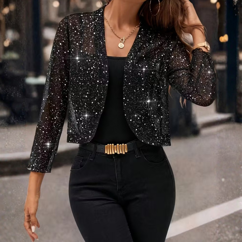 Glitter-pailletteret cardigan til kvinder