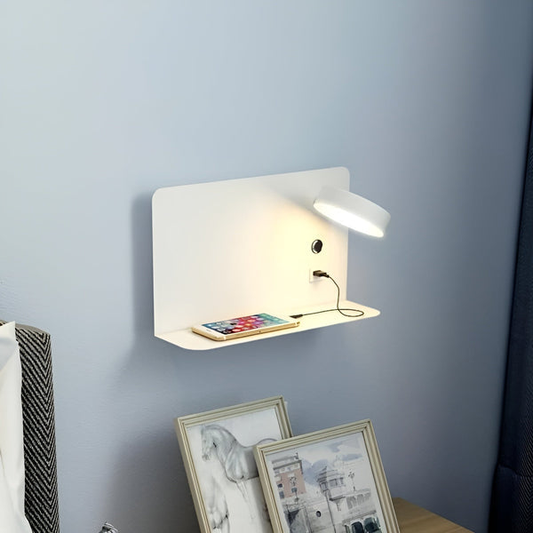 LED-væglampe med USB-oplader og kontakt - GlowPort