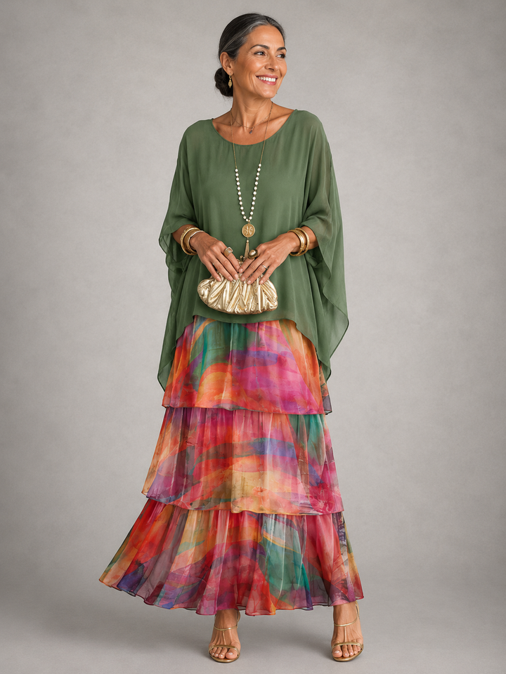 Elegant, flydende maxikjole