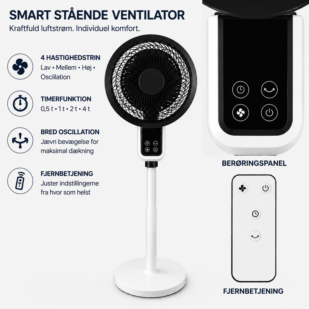 Justerbar stativventilator med 3D-osillation