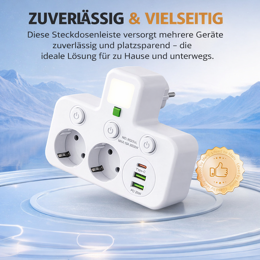 Stikdåse med USB og afbrydere | Flerstikdåse-overspændingsbeskyttelse 2500 W