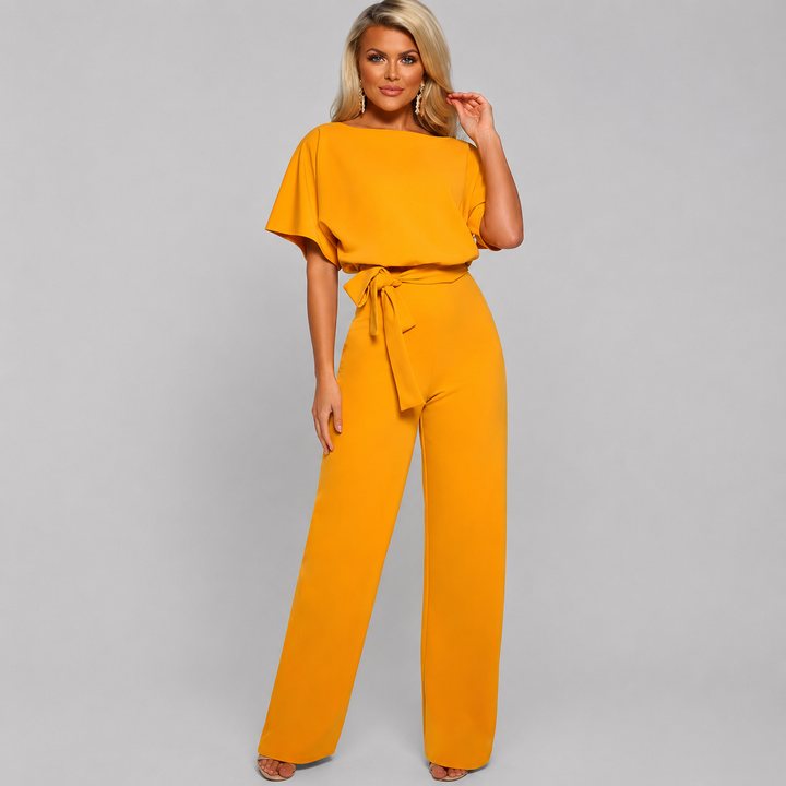 Kvinders Kort Ærme Lige Ben Jumpsuit