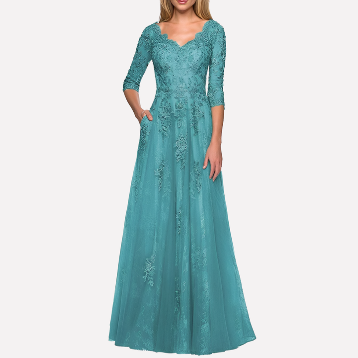 Elegant A-Line Kjole med Klassisk Rund Hals