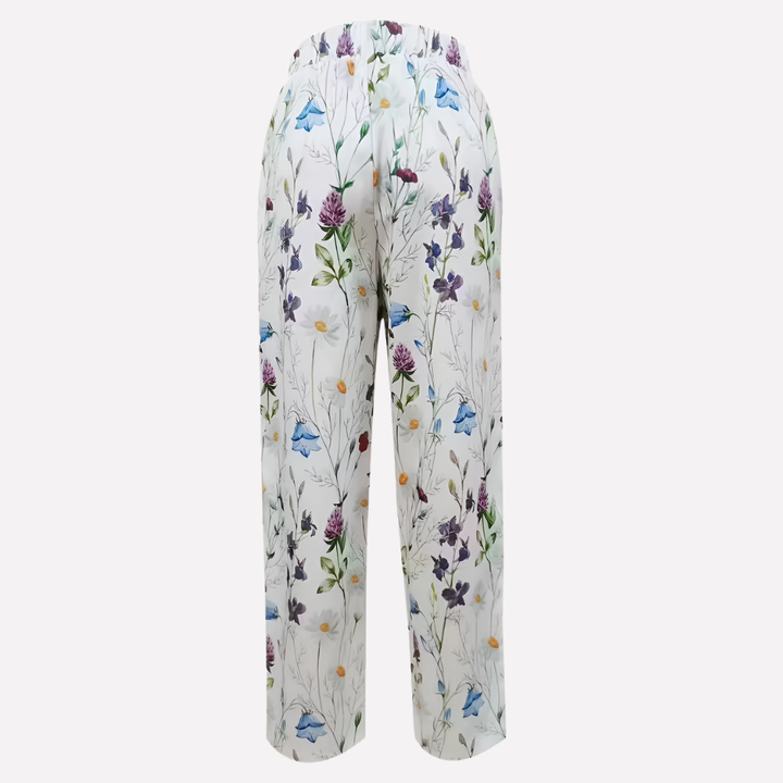 Damebukser med blomsterprint og lige ben