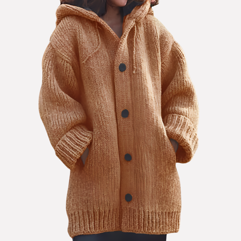 Kvinders hættecardigan med lang skæring