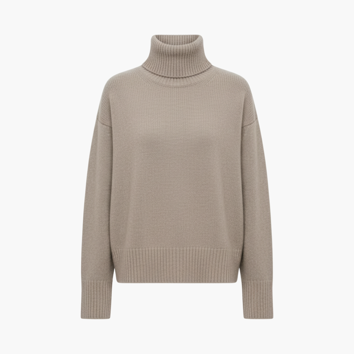 Kvinders Oversized Højhalset Sweater – Afslappet Striklag