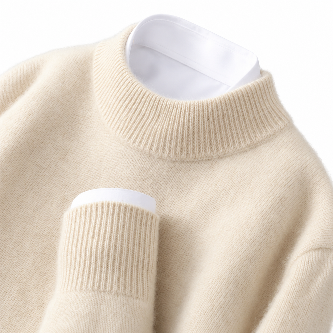 Kashmirsweater med opstående krave til damer