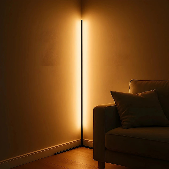 Dæmpbar LED-hjørnegulvlampe med fjernbetjening