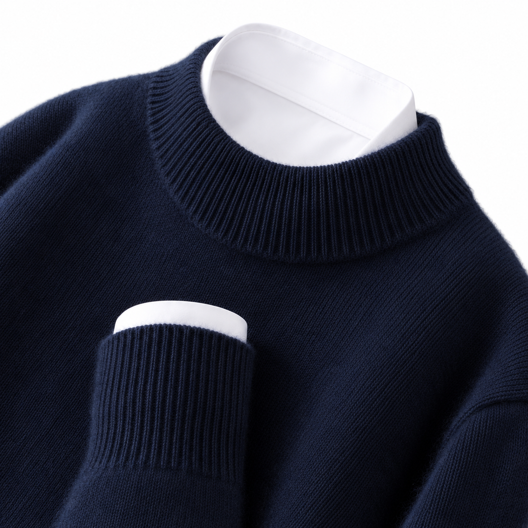 Kashmirsweater med opstående krave til damer