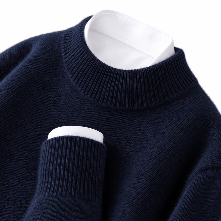 Kashmirsweater med opstående krave til damer
