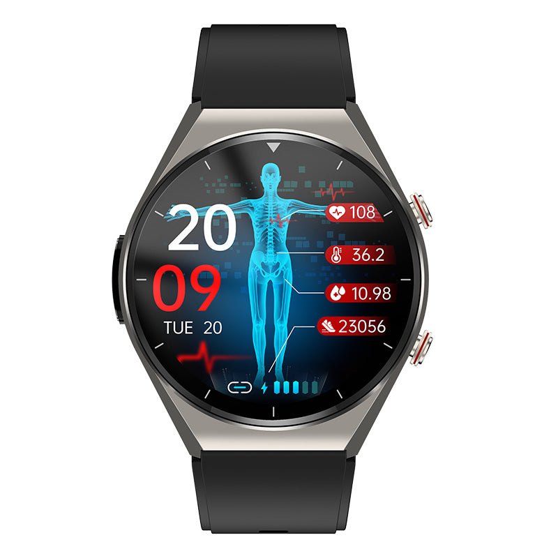 Blodsukkermåling med et klik|Blodsukker Blodtryk EKG|EKG HRV pulsovervågning Smart Health-ur