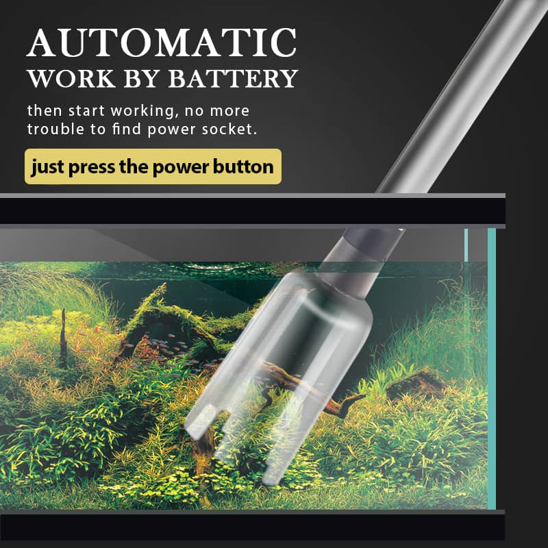 Elektrisk grusrenser til akvarie - batteridrevet sugepumpe til vandskift