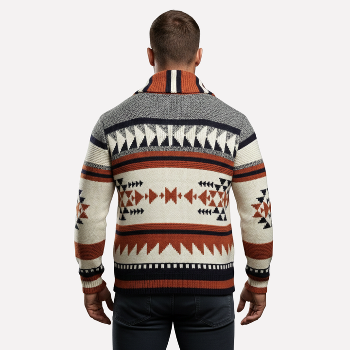 Stilfuld herrevest med jacquard-motiv