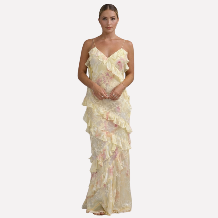 Kvinders Ruffle Maxi Kjole – Yndefuld & Romantisk
