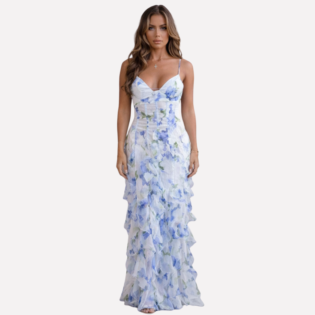 Rynket Blomstret Kjole – Elegant & Legesyg