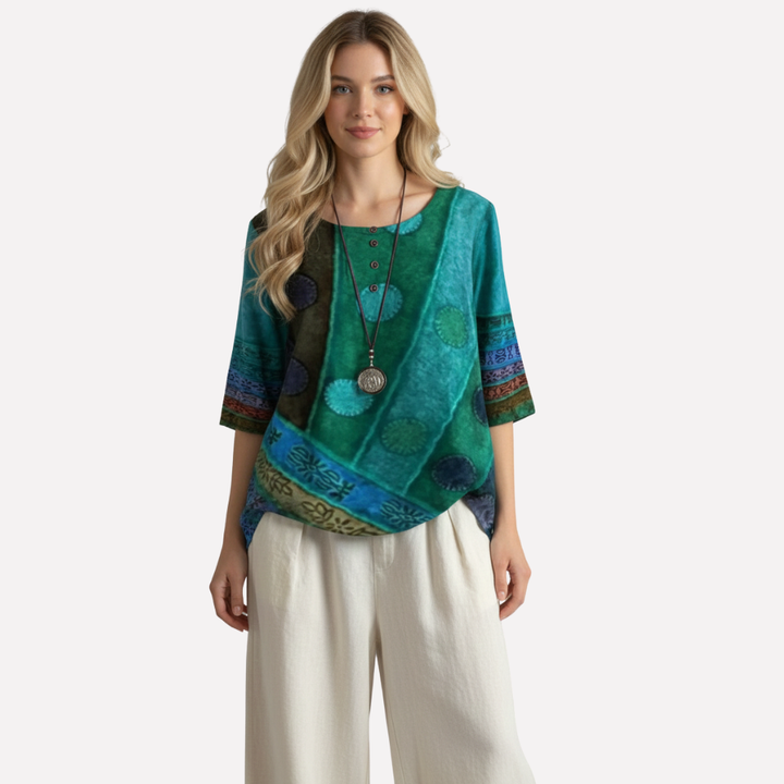 Elegant top med rund hals